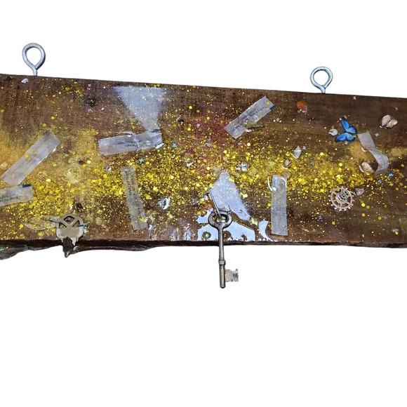 Handmade Skeleton Chinese Paper  Fortunes Key Holder Wood Epoxy Resin Key Holder - Picture 5 of 6